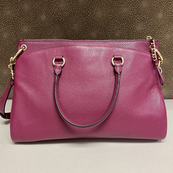 🔥🔥🔥Coach Purple Leather Top Handle Satchel Handbag Shoulder Bag - Picture 7 of 15